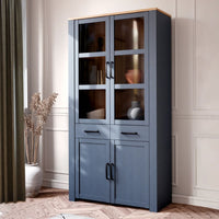 Thumbnail for Bohol Display Cabinet 4 Door 1 Drawer in Oak Navy