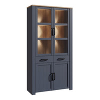 Thumbnail for Bohol Display Cabinet 4 Door 1 Drawer in Oak Navy inc LED Lighting