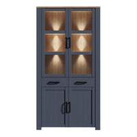 Thumbnail for Bohol Display Cabinet 4 Door 1 Drawer in Oak Navy inc LED Lighting