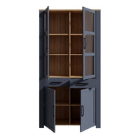 Thumbnail for Bohol Display Cabinet 4 Door 1 Drawer in Oak Navy inc LED Lighting