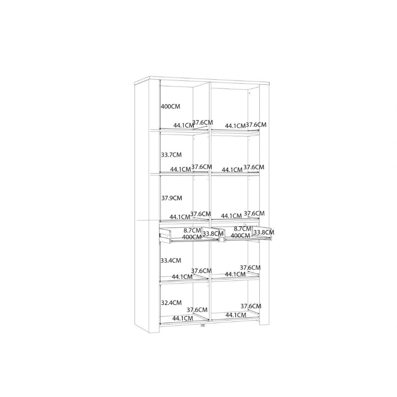 Bohol Display Cabinet 4 Door 1 Drawer in Oak White inc LED Lighting