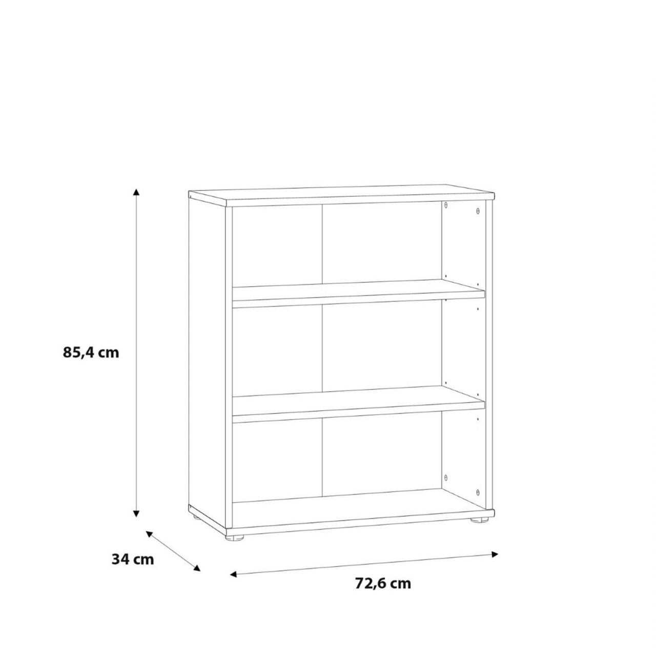 Essential Low Wide 2 Shelf Bookcase in Vintage Oak