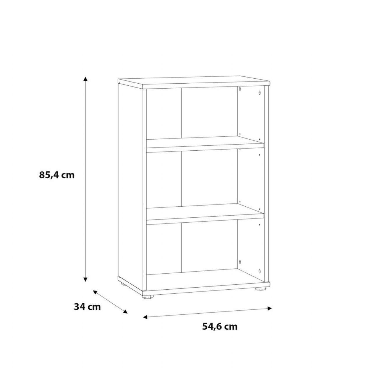 Essential Low Narrow 2 Shelf Bookcase in Vintage Oak