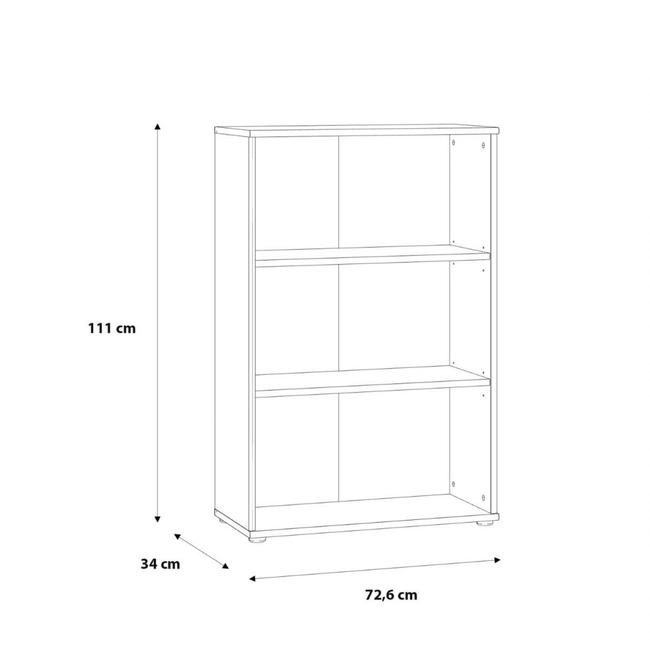 Essential Tall Wide 2 Shelf Bookcase in Vintage Oak