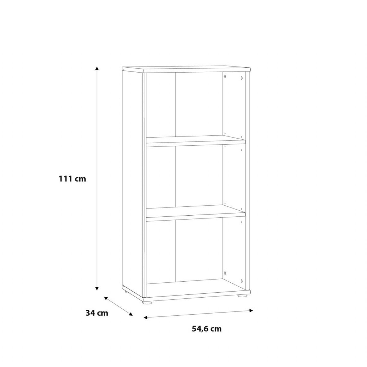 Essential Tall Narrow 2 Shelf Bookcase in Vintage Oak