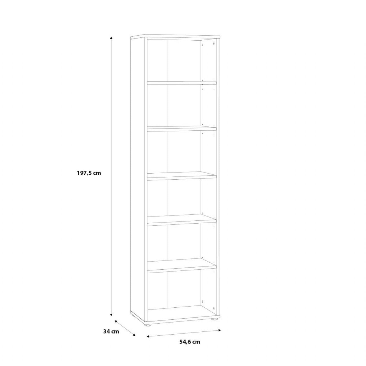 Essential Narrow 5 Shelf Bookcase in Vintage Oak