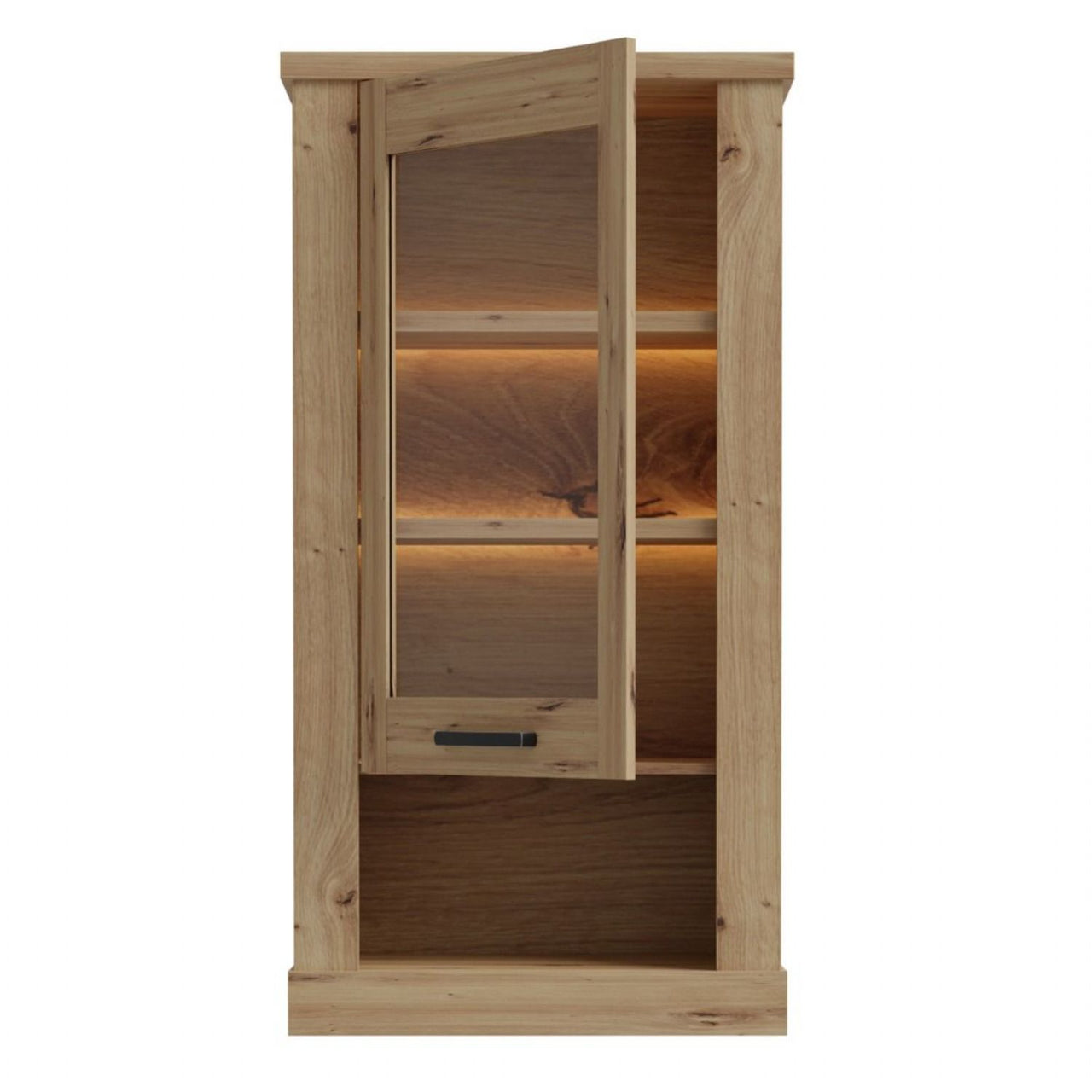 Corona 1 Door Wall Display Cabinet in Artisan Oak