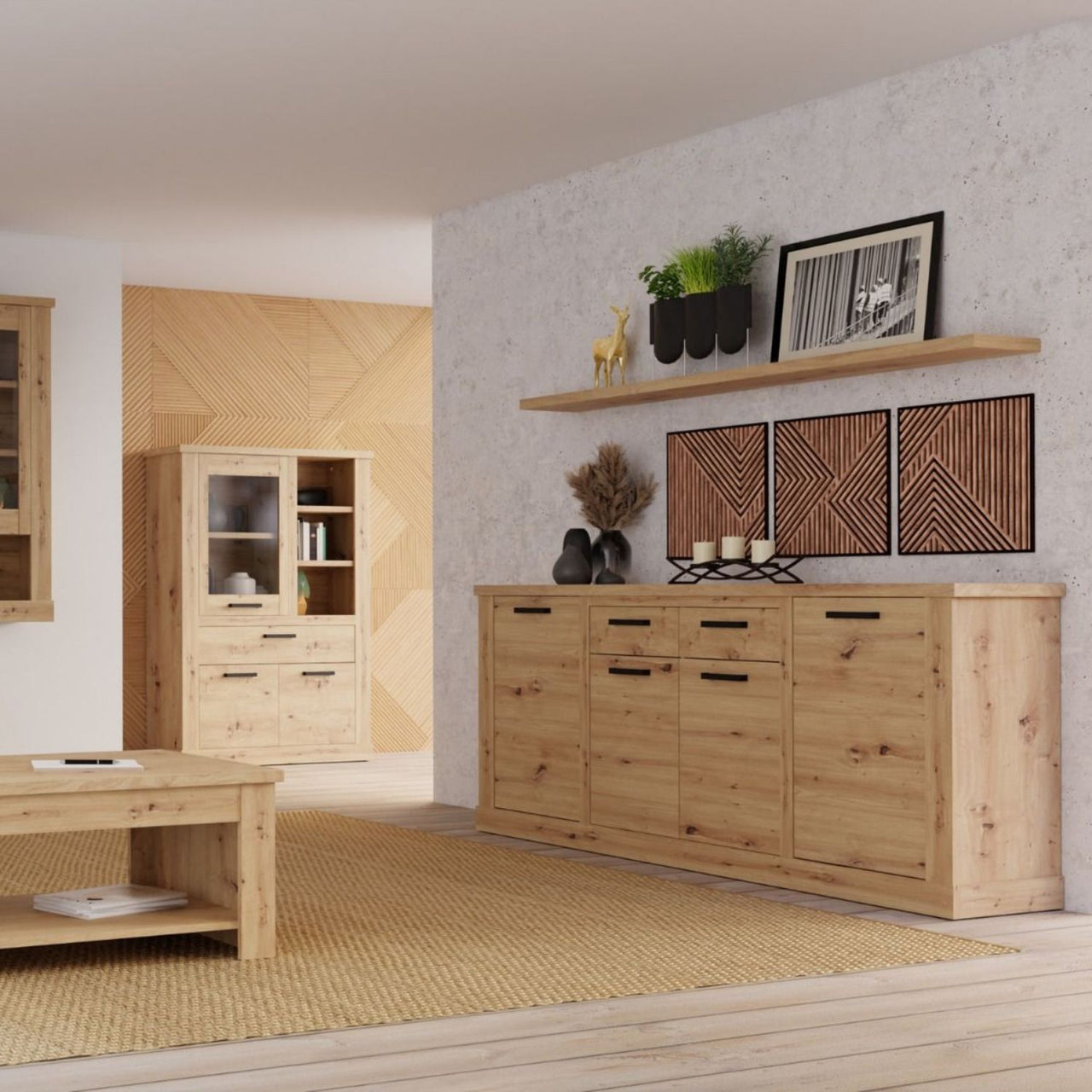 Corona 4 Door 2 Drawer Sideboard in Artisan Oak