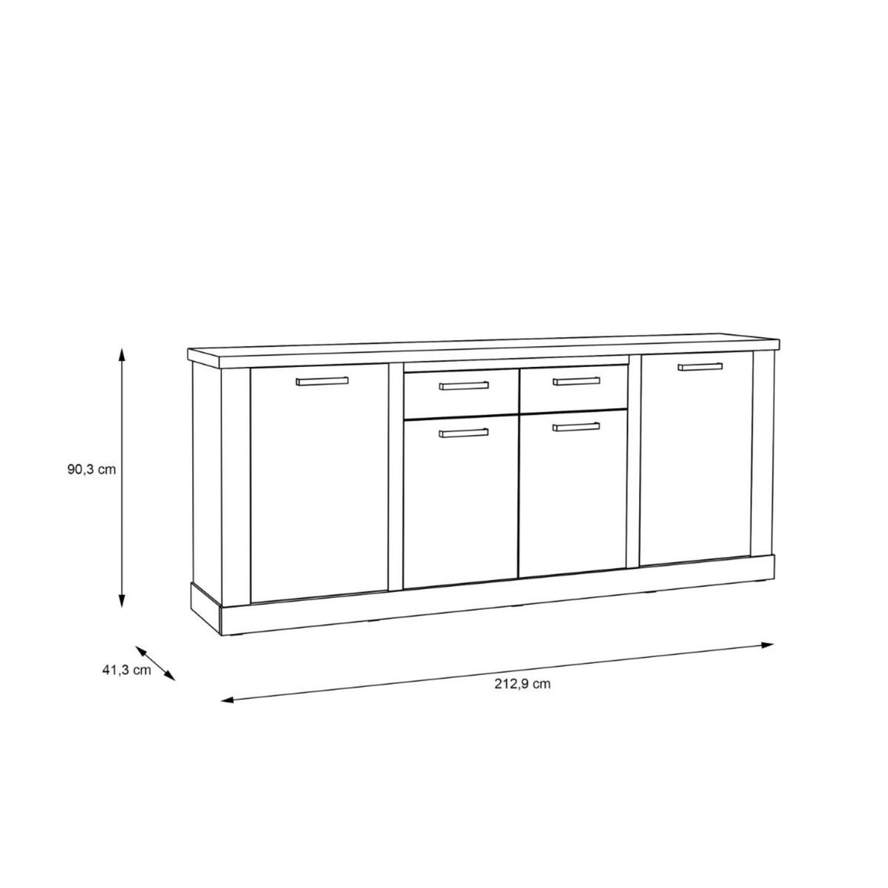 Corona 4 Door 2 Drawer Sideboard in Artisan Oak