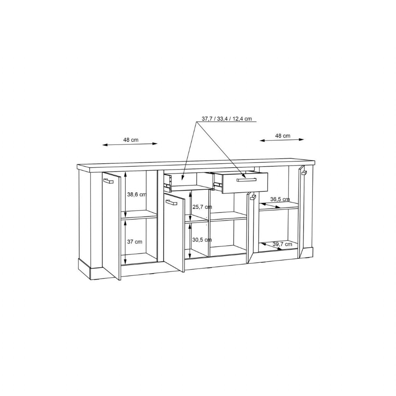 Corona 4 Door 2 Drawer Sideboard in Artisan Oak