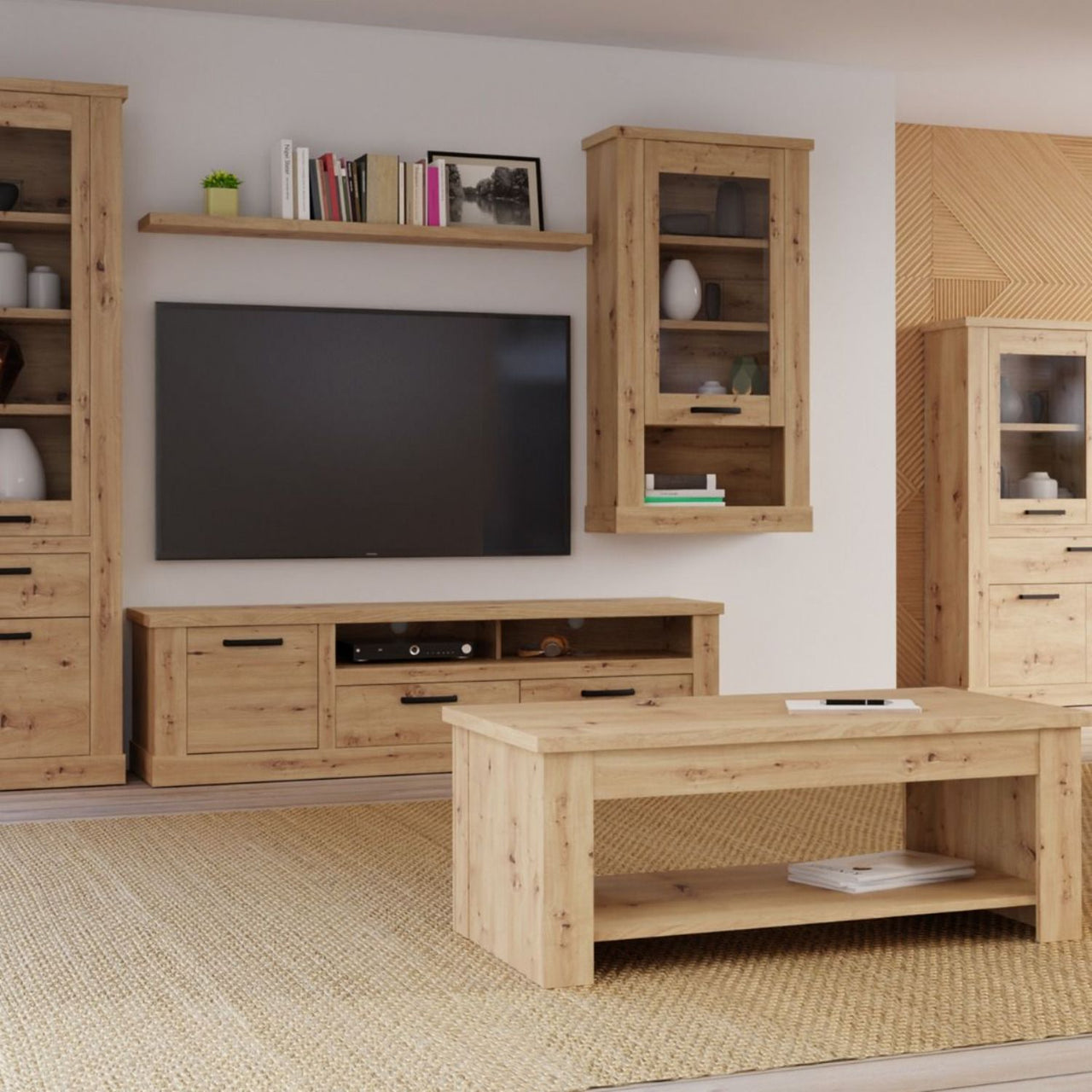 Corona 2 Drawer 1 Door Coffee TV Unit in Artisan Oak