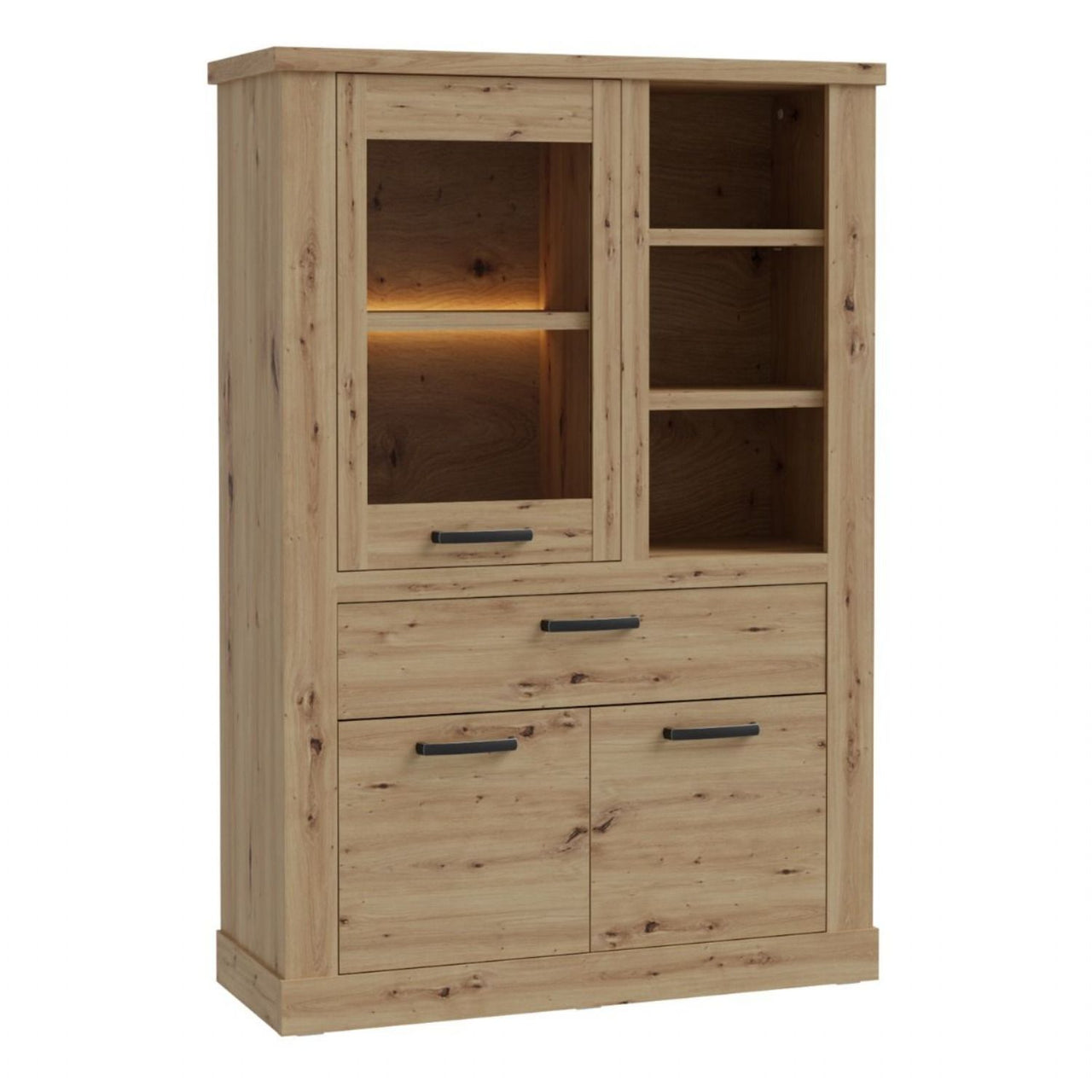 Corona 1 Door 1 Drawer 3 Shelve Display Cabinet in Artisan Oak