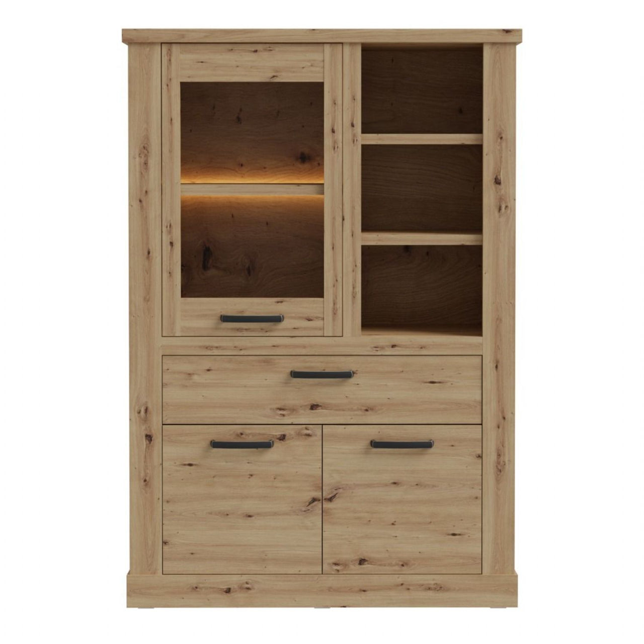 Corona 1 Door 1 Drawer 3 Shelve Display Cabinet in Artisan Oak