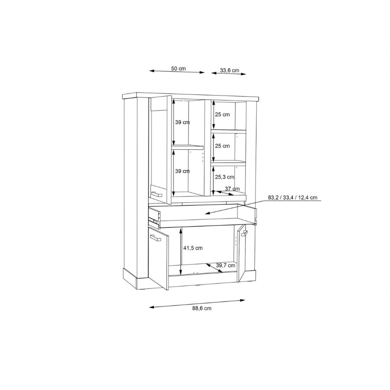 Corona 1 Door 1 Drawer 3 Shelve Display Cabinet in Artisan Oak