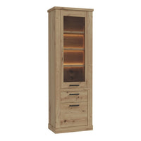 Thumbnail for Corona 2 Door 1 Drawer 3 Shelve Narrow Display Cabinet in Artisan Oak