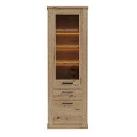 Thumbnail for Corona 2 Door 1 Drawer 3 Shelve Narrow Display Cabinet in Artisan Oak