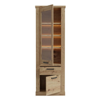 Thumbnail for Corona 2 Door 1 Drawer 3 Shelve Narrow Display Cabinet in Artisan Oak