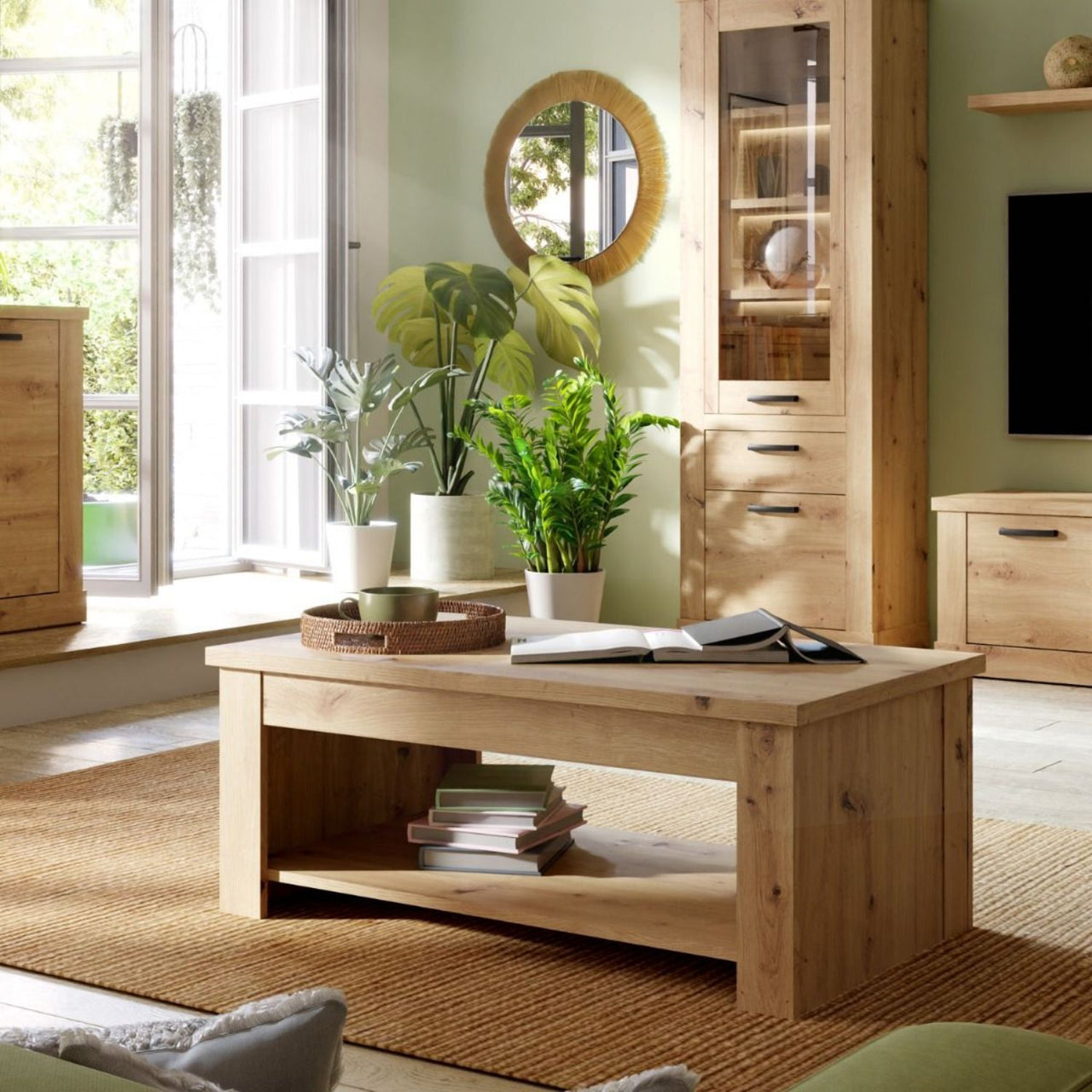 Corona Rising Coffee Table in Artisan Oak