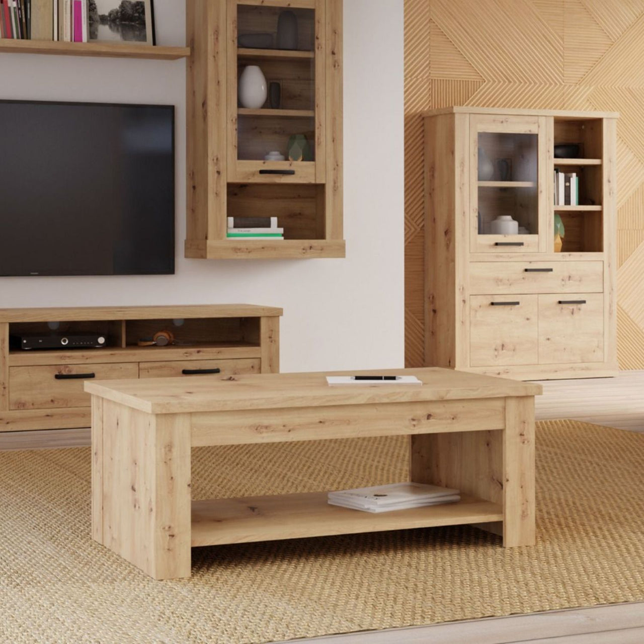 Corona Rising Coffee Table in Artisan Oak