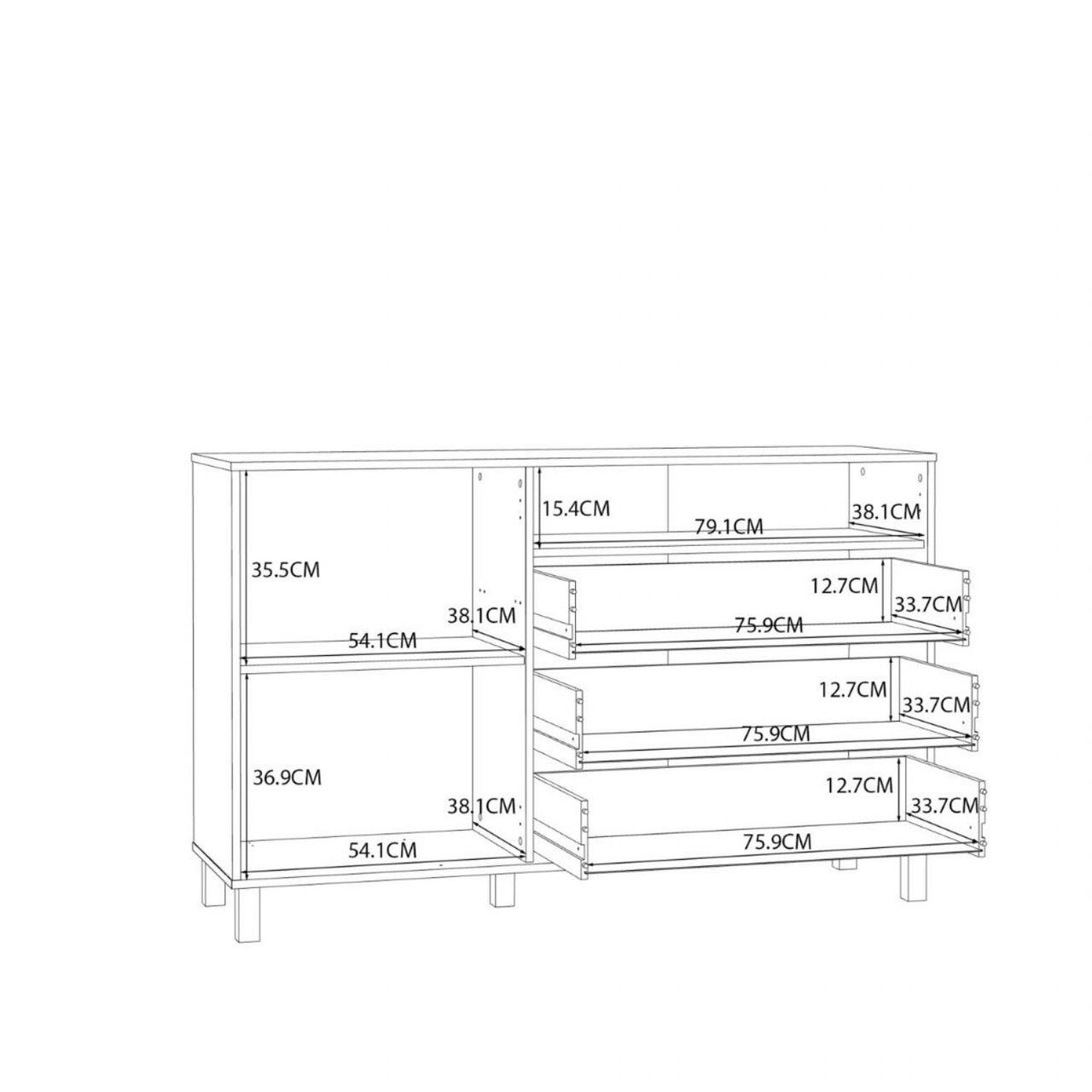 Grafton 1 Door 3 Drawer Chest In Cream and Oak