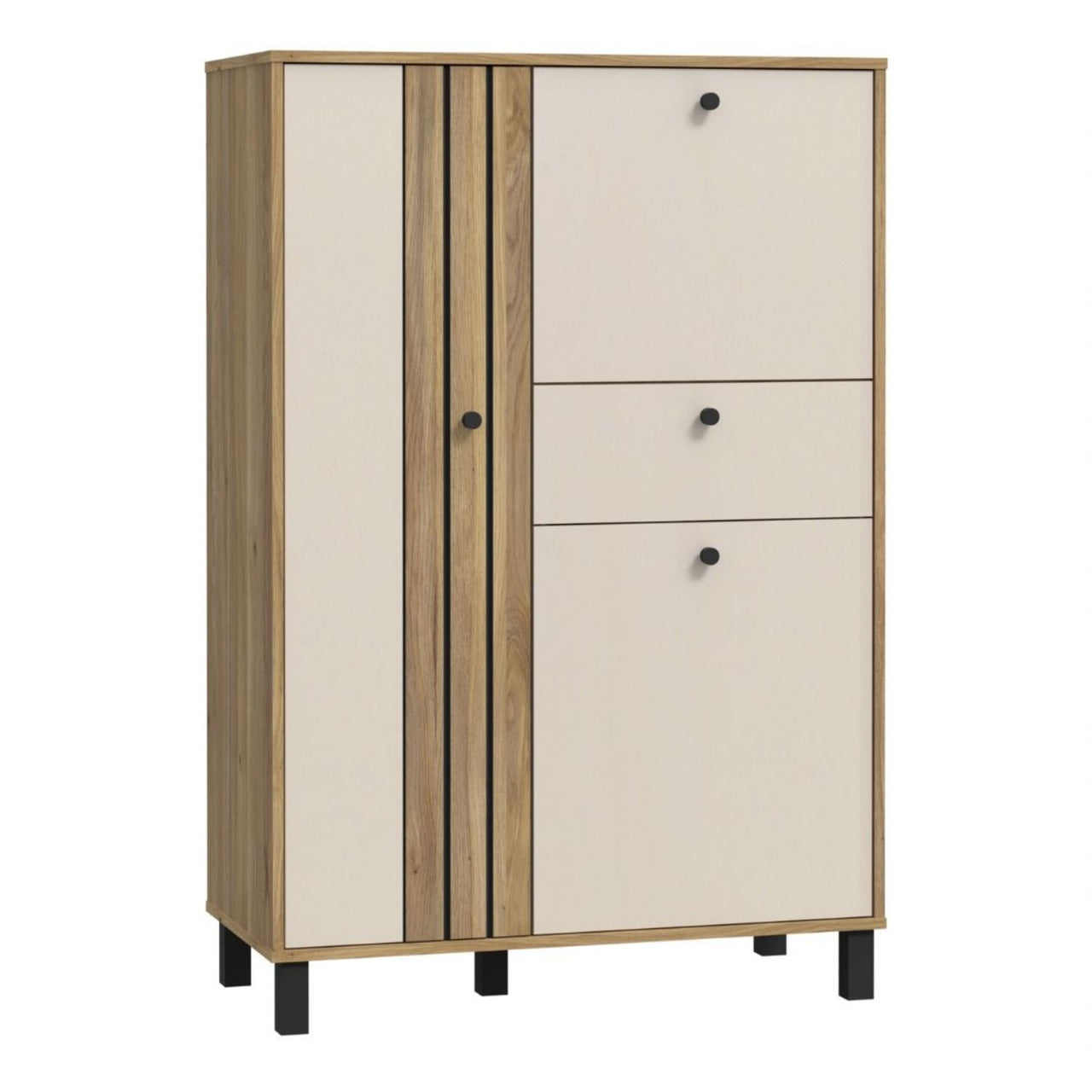 Grafton 3 Door 1 Drawer Cabinet In Cream and Oak