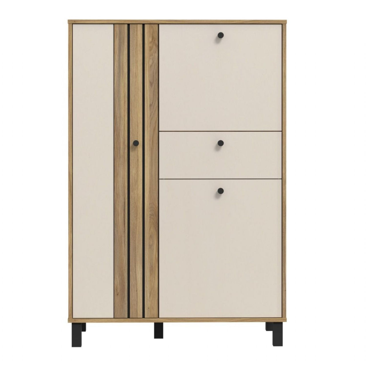 Grafton 3 Door 1 Drawer Cabinet In Cream and Oak