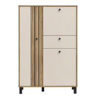 Thumbnail for Grafton 3 Door 1 Drawer Cabinet In Cream and Oak