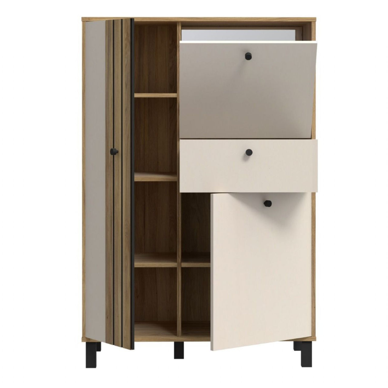 Grafton 3 Door 1 Drawer Cabinet In Cream and Oak