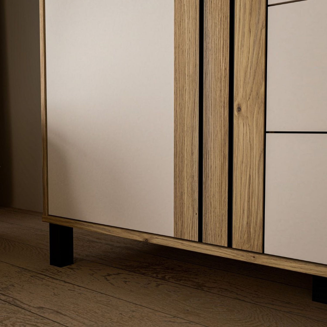 Grafton 3 Door 1 Drawer Cabinet In Cream and Oak