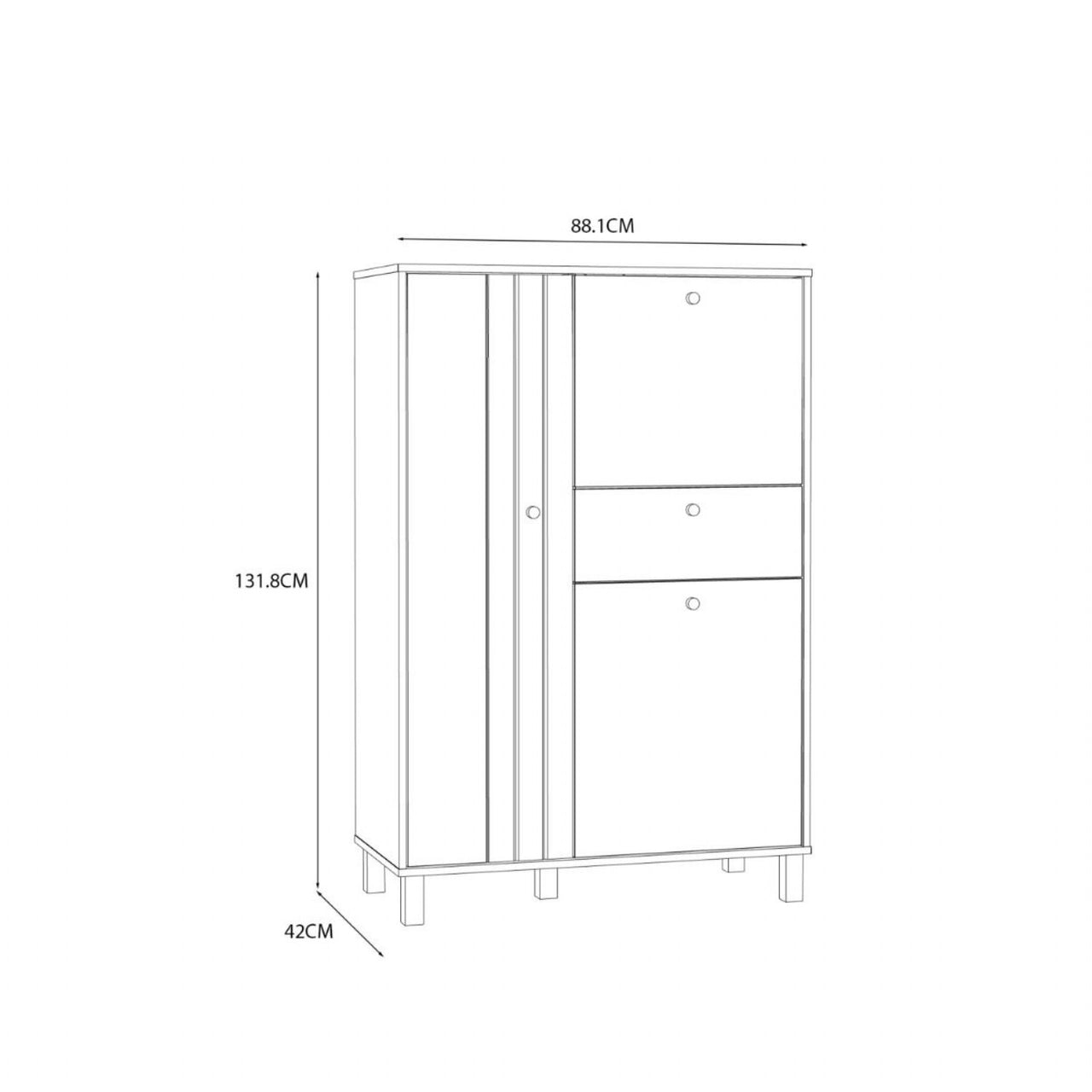 Grafton 3 Door 1 Drawer Cabinet In Cream and Oak