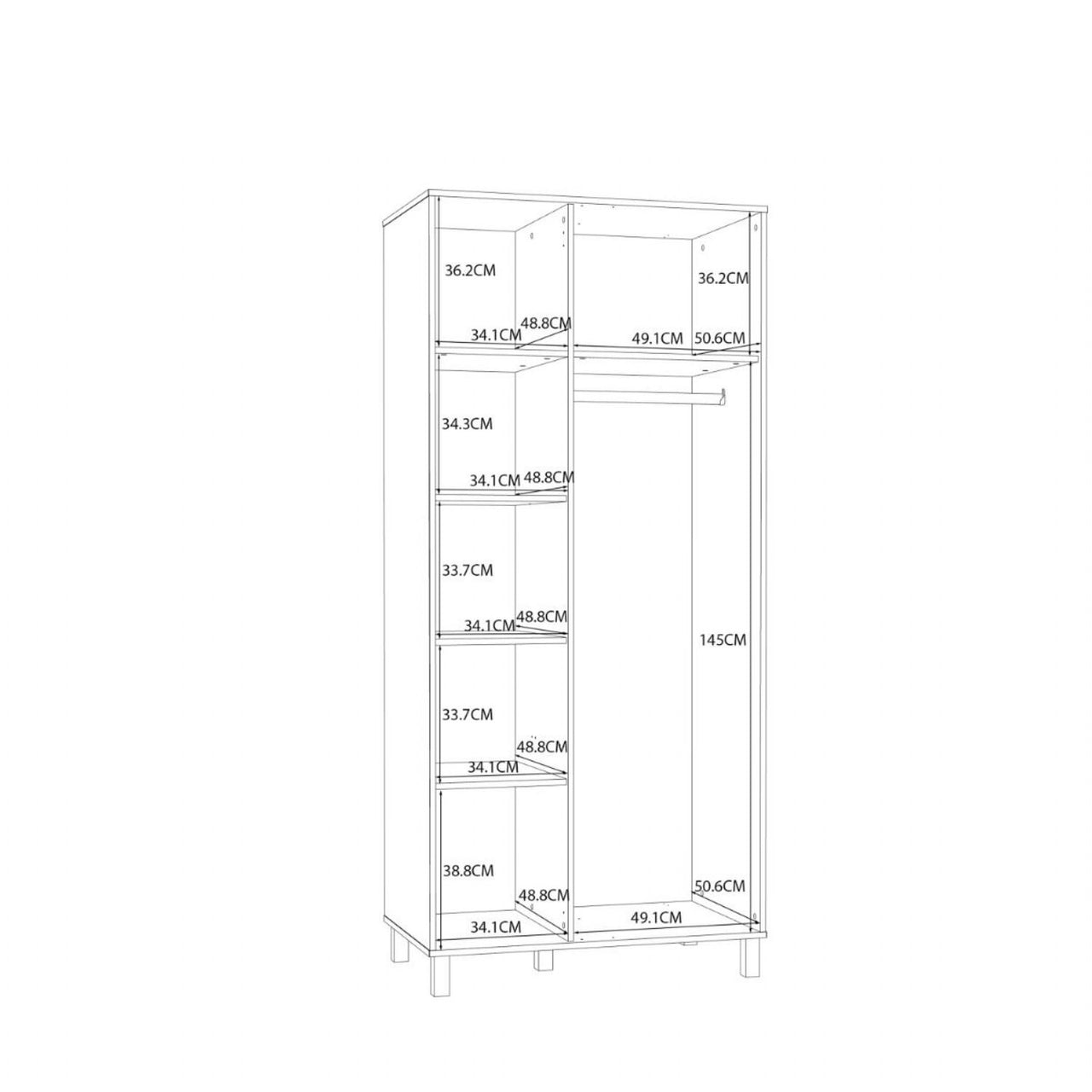 Grafton 2 Door Wardrobe In Cream and Oak