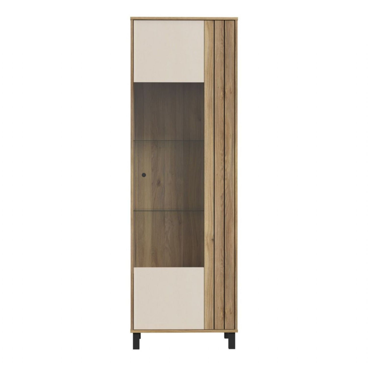 Grafton Glass Door Display Cabinet in Cream and Oak