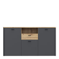 Thumbnail for Klara 3 Door 1 Drawer Chest in Grey and Oak