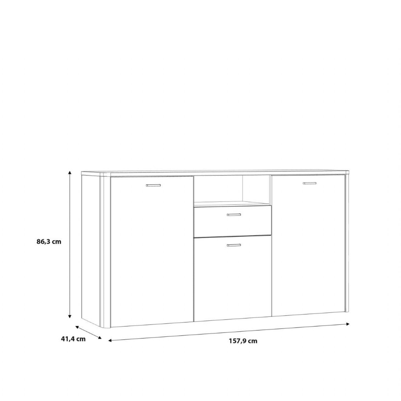 Klara 3 Door 1 Drawer Chest in Grey and Oak