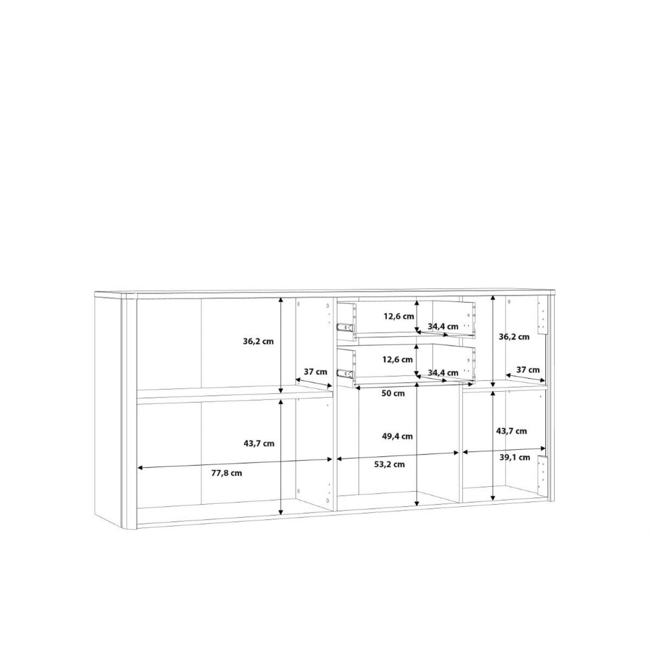 Klara 4 Door 2 Drawer Chest in Grey and Oak