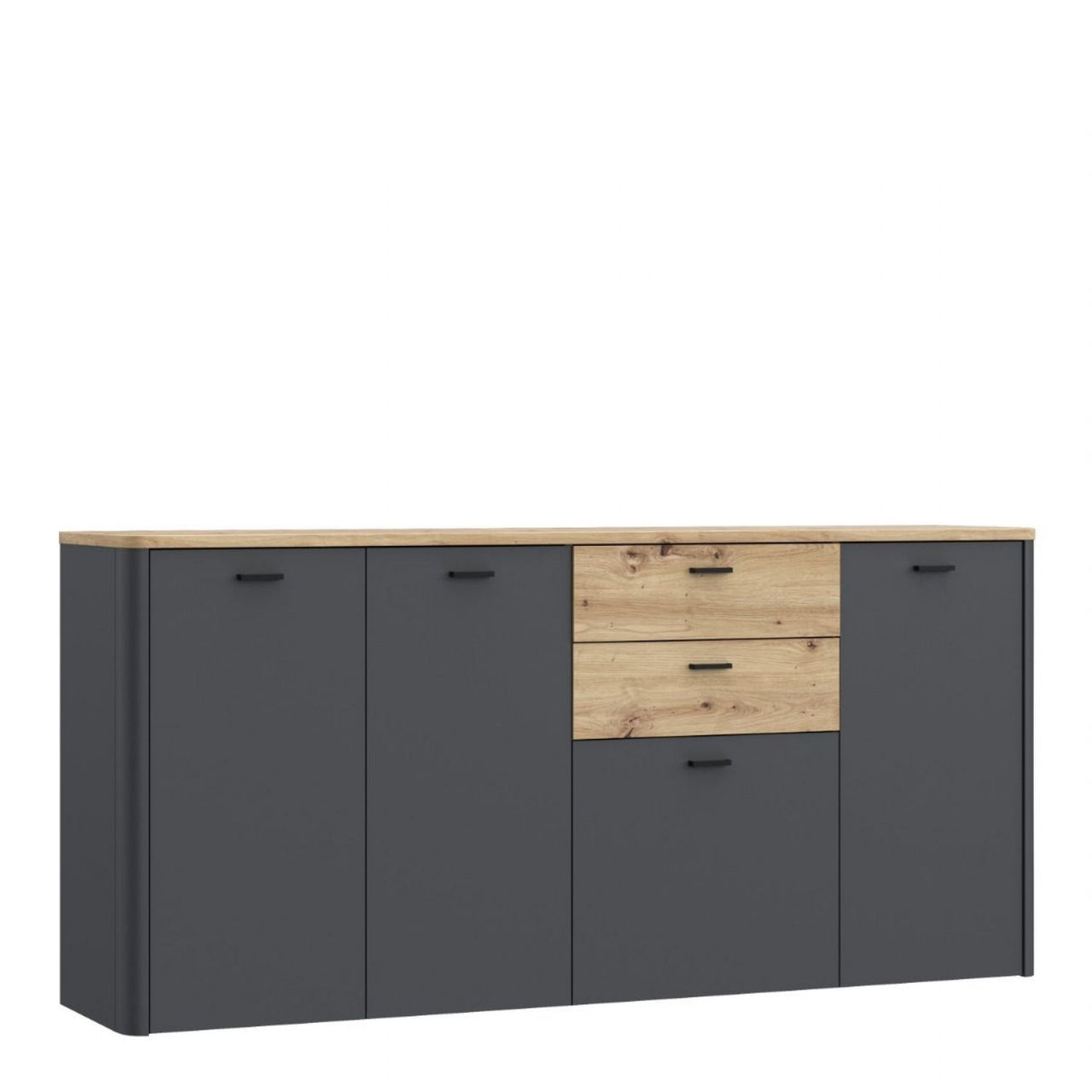 Klara 4 Door 2 Drawer Chest in Grey and Oak