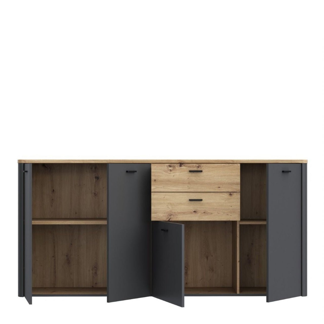 Klara 4 Door 2 Drawer Chest in Grey and Oak