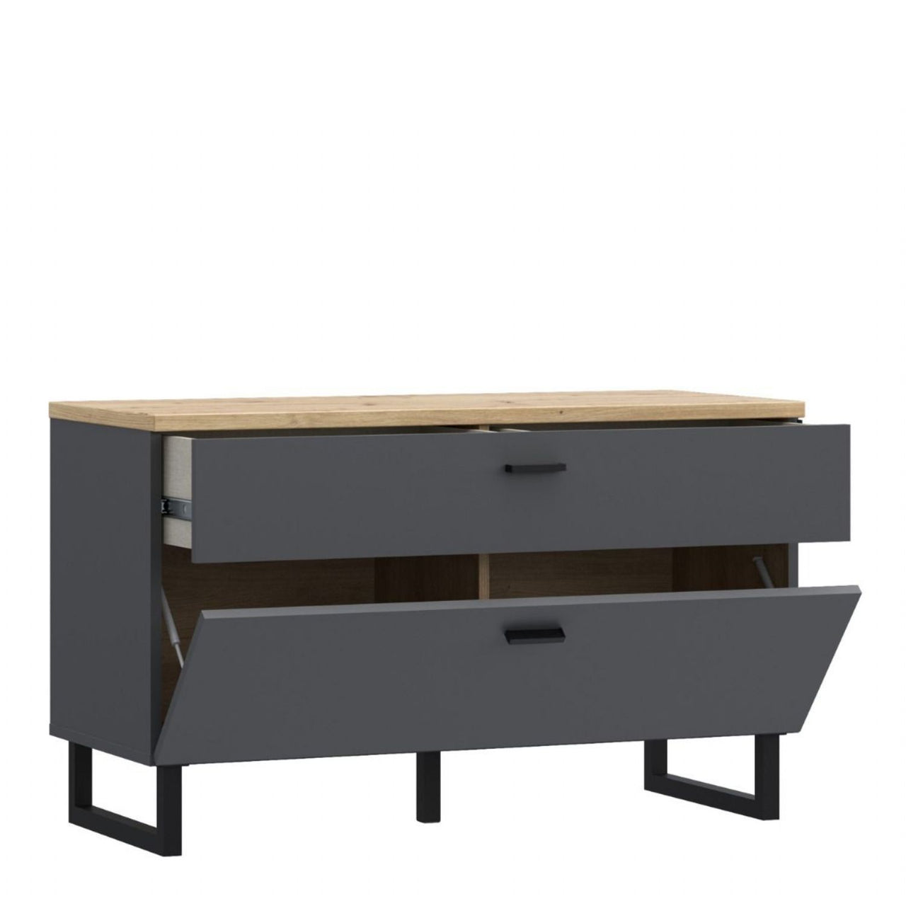 Klara TV Unit with 1 Drawer 1 Flip Door in Grey and Oak