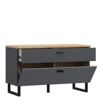 Thumbnail for Klara TV Unit with 1 Drawer 1 Flip Door in Grey and Oak