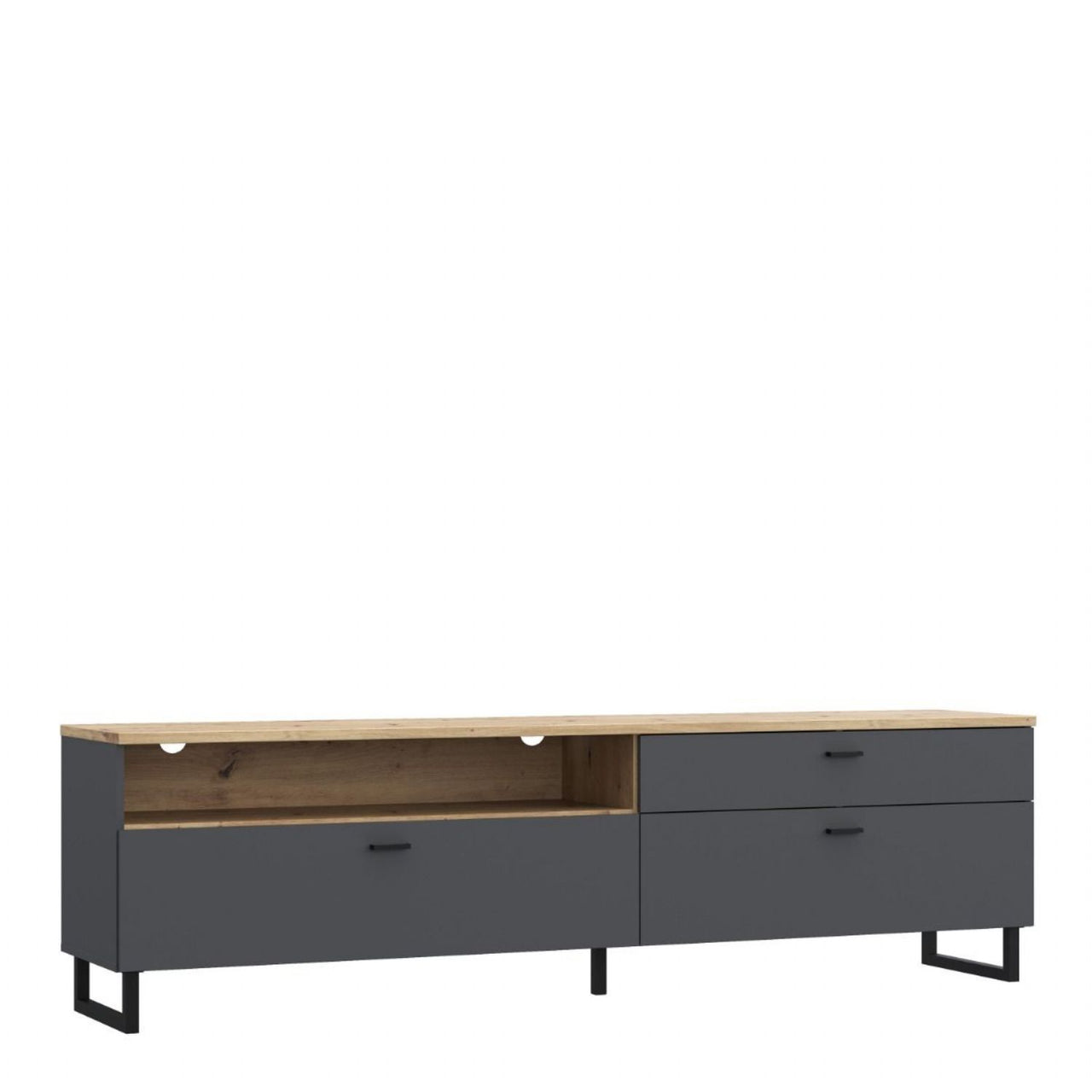 Klara TV Unit with 1 Drawer 2 Flip Doors in Grey and Oak