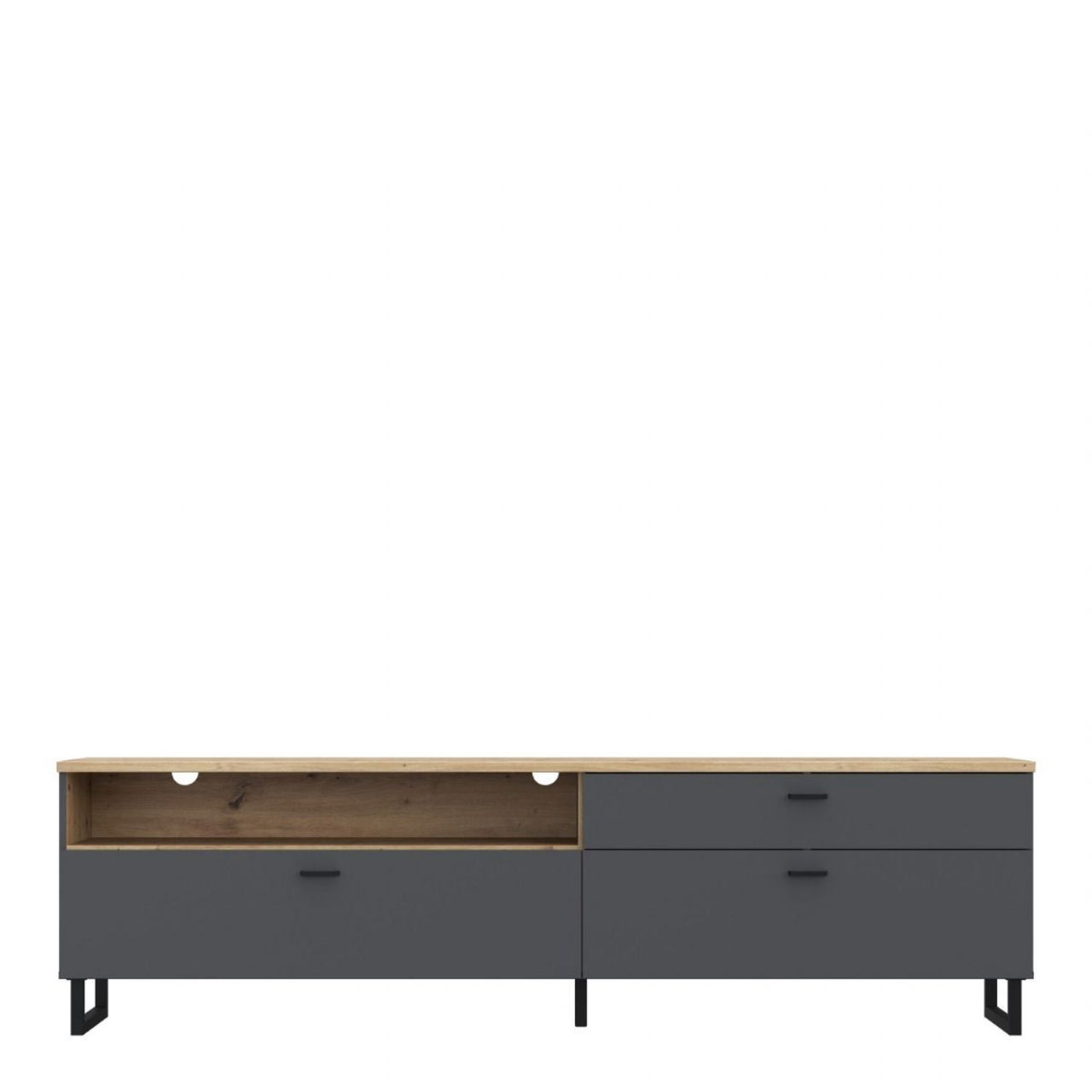 Klara TV Unit with 1 Drawer 2 Flip Doors in Grey and Oak