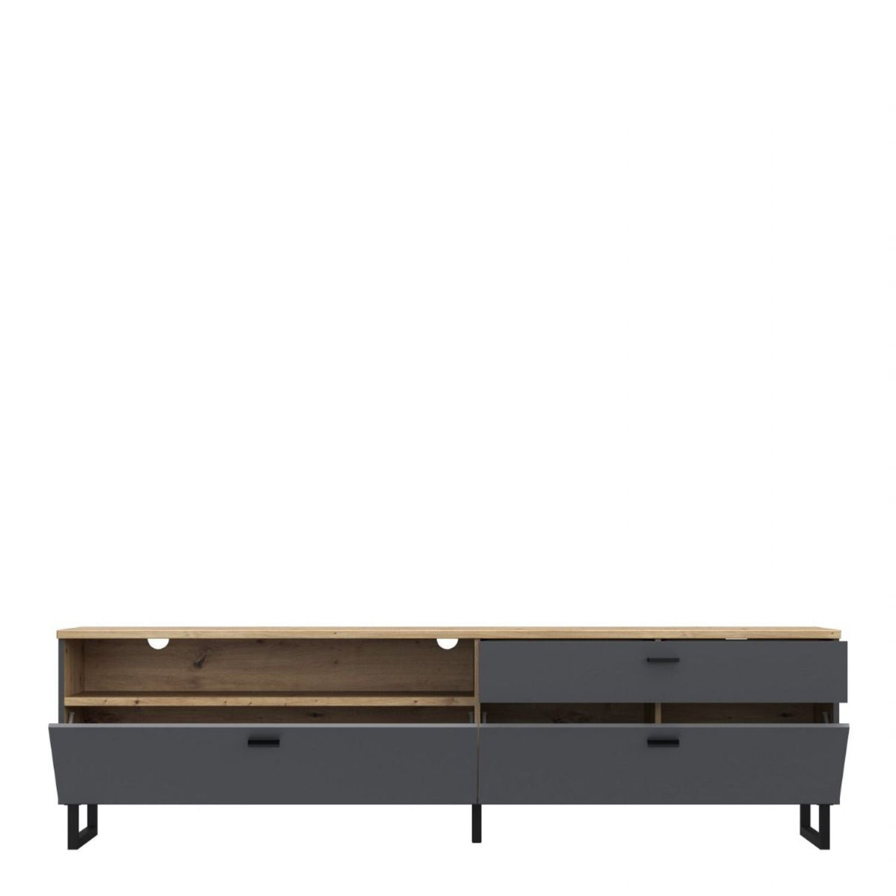 Klara TV Unit with 1 Drawer 2 Flip Doors in Grey and Oak