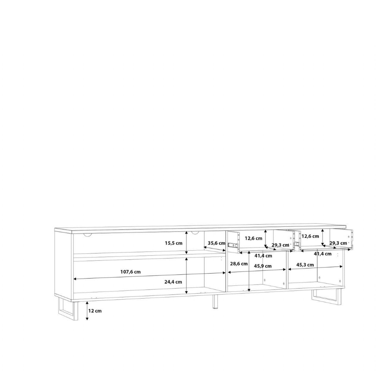 Klara TV Unit with 1 Drawer 2 Flip Doors in Grey and Oak