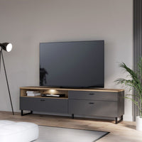 Thumbnail for Klara TV Unit with 1 Drawer 2 Flip Doors in Grey and Oak inc LED Lighting