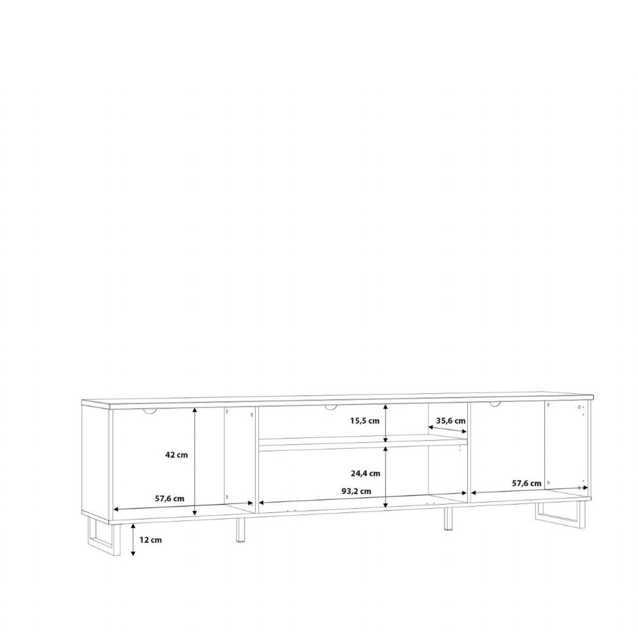 Klara TV Unit with 2 Drawers 1 Flip Door in Grey and Oak