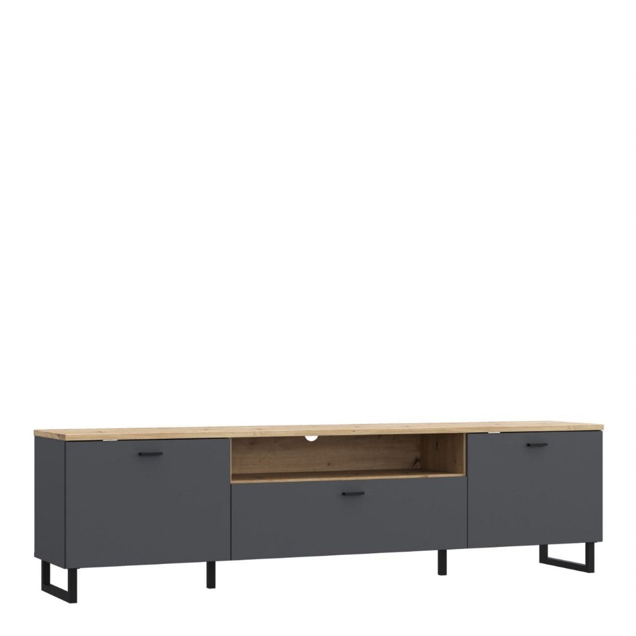 Klara TV Unit with 2 Drawers 1 Flip Door in Grey and Oak