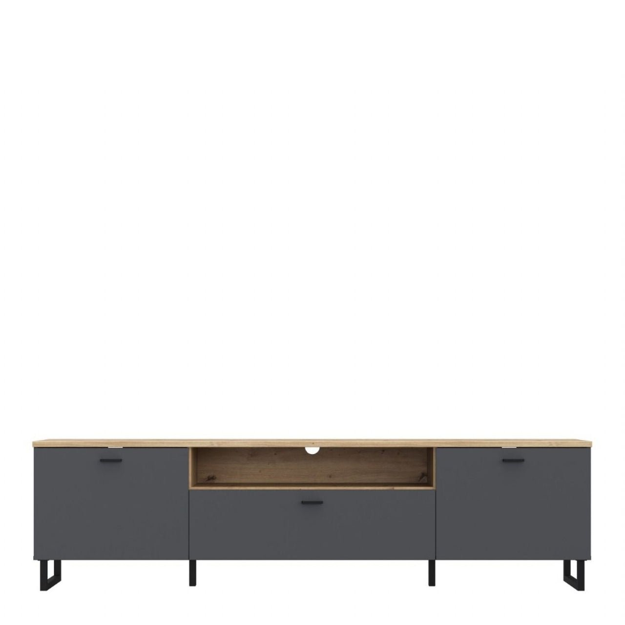 Klara TV Unit with 2 Drawers 1 Flip Door in Grey and Oak