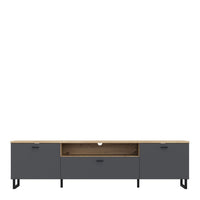 Thumbnail for Klara TV Unit with 2 Drawers 1 Flip Door in Grey and Oak