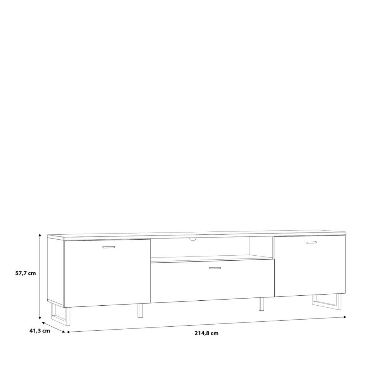 Klara TV Unit with 2 Drawers 1 Flip Door in Grey and Oak