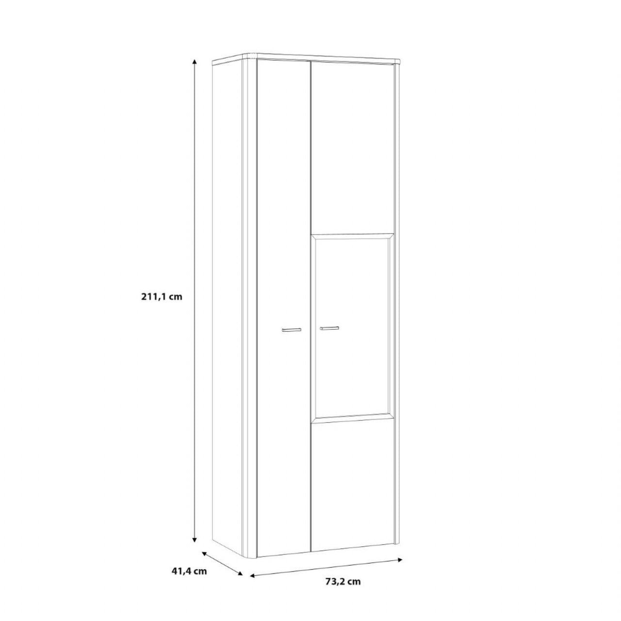 Klara Display Cabinet with 1 Door and 1 Glass Door in Grey and Oak inc LED Lighting